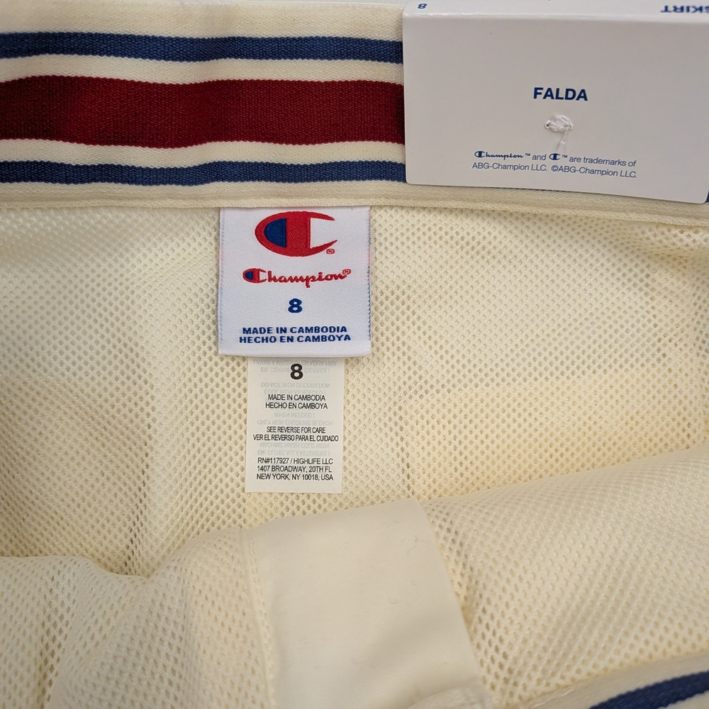 Champion Cream A-Line Mini Skirt with Embroidered Logo - Picture 2 of 7